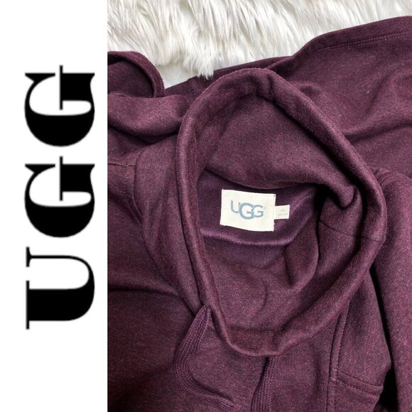 UGG Charlynne Burgundy Red Fleece Lined Mock‎ Neck Cape Poncho, Large - Picture 7 of 15
